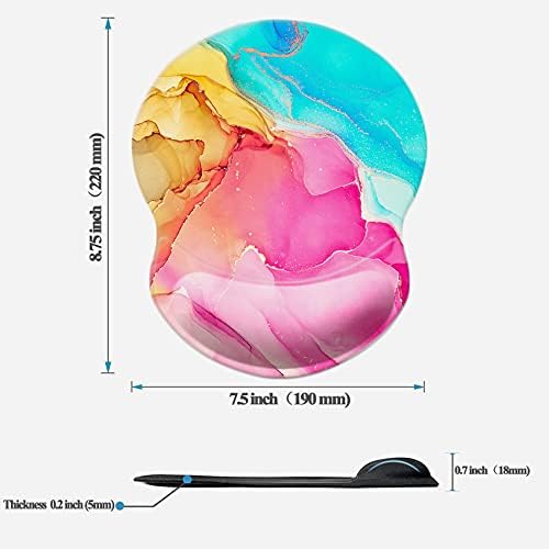 Mouse Pad with Wrist Support, Non Slip Mousepad Wrist Rest for Office, Computer, Laptop & Mac-Comfortable & Lightweight Ergonomic Support Mouse Mat(Wrist-Colorful Marble)