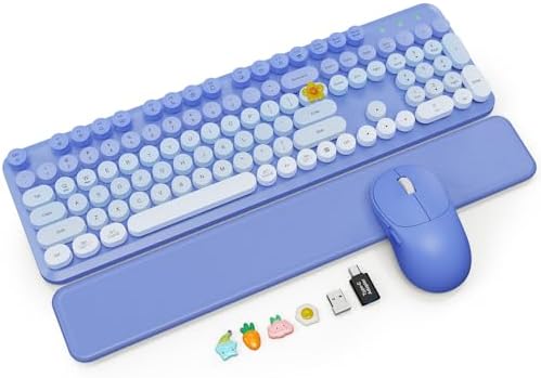 Wireless Keyboard and Mouse Combo, Magnetic Soft-Touch Wrist Rest, Purple