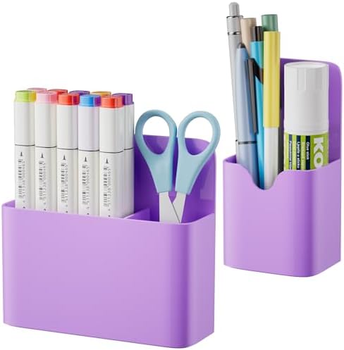 Marbrasse Magnetic Dry Erase Marker Holder,Pen and Eraser Holder for Whiteboard，Magnet Pencil Cup Utility Storage Organizer for Office, Refrigerator, Locker and Metal Cabinets (Purple)