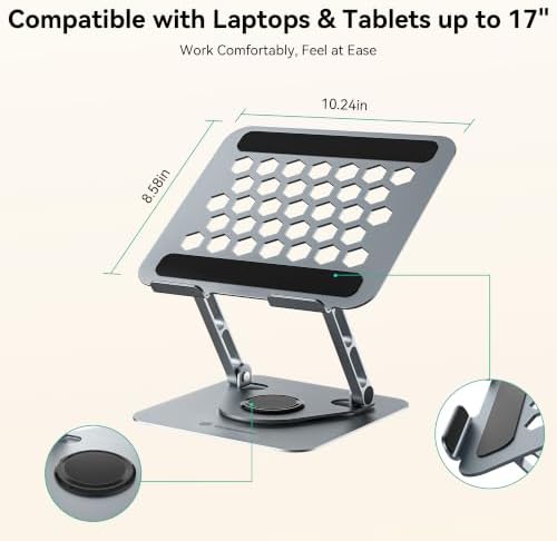 Yottamaster Adjustable Laptop Stand, 360° Rotating Aluminum Desk Stand
