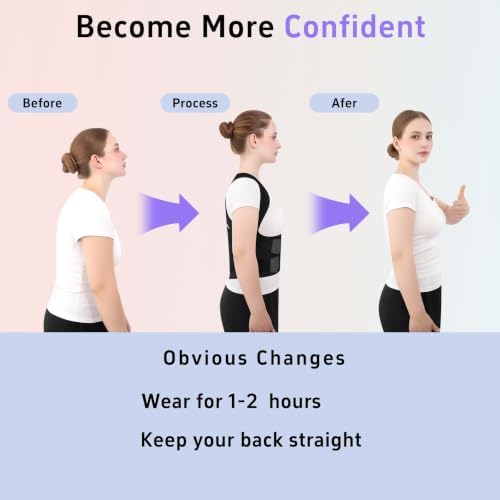 Back Brace Posture Corrector for Women and Men Upgraded Dynamic Traction Correction System Adjustable Shoulder Support Straightener Helps Reduce Upper Lower Back Pain Suitable for Hump Scoliosis Black Medium