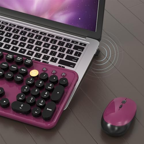 Colorful MPTOG Wireless Computer Keyboard and Mouse Combo (Black-Claret)