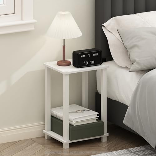 Furinno Simplistic Toolless 2-Tier Compact Night Stand, White