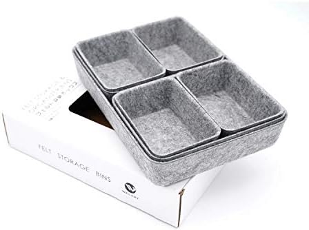 Welaxy 7pc Felt Desk Drawer Organizers Trays Gray Office Home Storage Bins