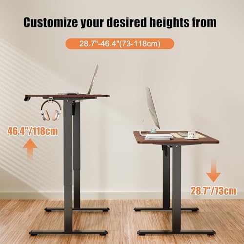 47"x24" Standing Desk, Height Adjustable Sit-Stand Home Office, Walnut