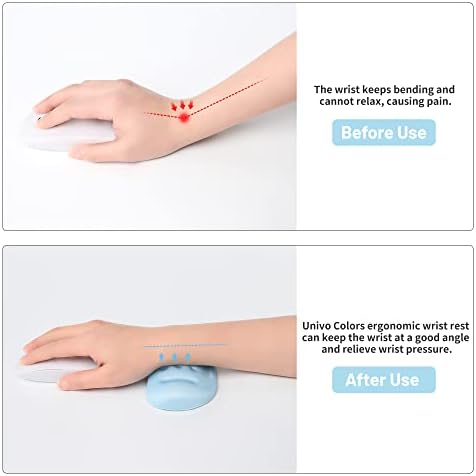 UnivoColors Light Blue Superfine Memory Foam Wrist Rest Soft Gel Ergonomic Mouse Pad Wrist Support for Mouse, Gaming, Computer, Laptop, Office