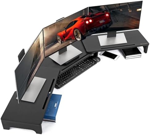 Nnewvante Bamboo Monitor Stand Riser, 60 inch Upgrade Height Large TV Riser
