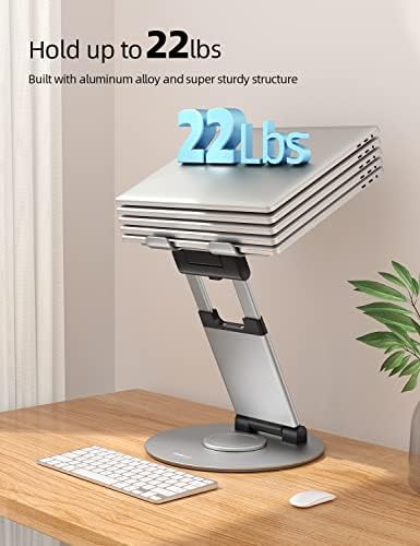 Nulaxy 18" Height Telescopic 360 Rotating Aluminum Laptop Stand Desk Silver