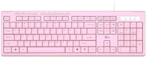 Rii RK907 Ultra-Slim Compact USB Wired Keyboard for MAC and PC-Pink