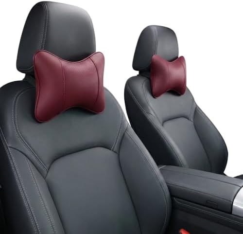 Car Pillow for Driving Seat Soft Leather Headrest Neck Support 2PCS