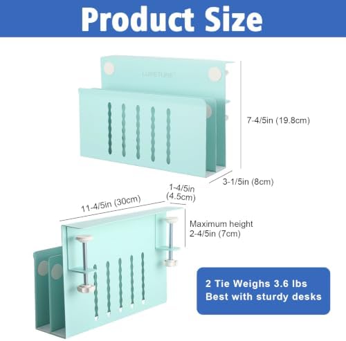 LUKETURE Desk Side Storage, 2 Tie Laptop Holder No Drill Clamp On Organizer