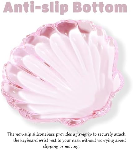 Gel Wrist Rest for Keyboard and Mouse Pink Transparent Shell Keyboard Wrist Rest Ergonomic Cute Pink Clear Cool Seashell Mouse Wrist Pad Silicone Non-Slip Support for Computer Gaming Home Office