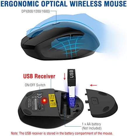 Wireless Keyboard and Mouse Combo, Full-Sized 2.4GHz Wireless Keyboard with Comfortable Palm Rest and Optical Wireless Mouse for Windows, Mac OS PC/Desktops/Computer/Laptops (Classic Black)