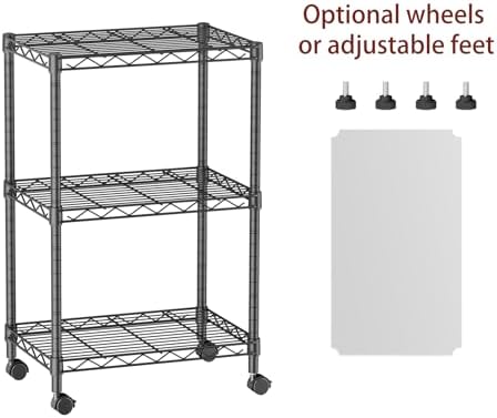 SINGAYE Small Wire 3 Adjustable Shelves Pantry Metal Shelf Floor Organizer