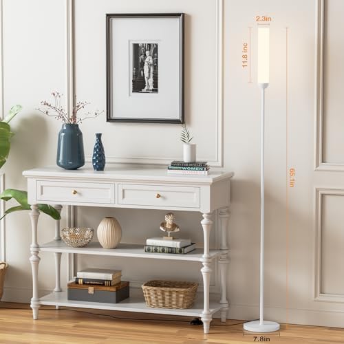 Ambimall LED Floor Lamp with Remote Control, Foot Switch, White