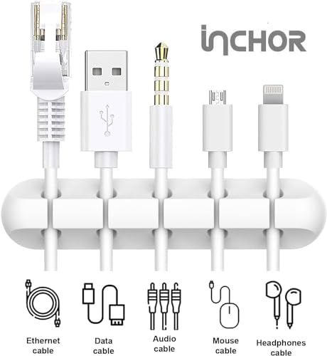 INCHOR Cord Organizer for Desk, Cable Organizer Cable Holder 3 Pack White