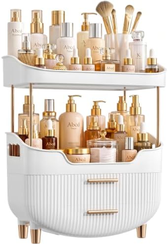 caktraie 4-Tier Makeup Organizer Bathroom Countertop Storage White