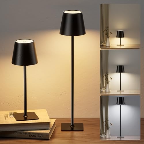 JACKYLED Cordless Table Lamps Rechargeable, 3 Height, 5000 Capacity