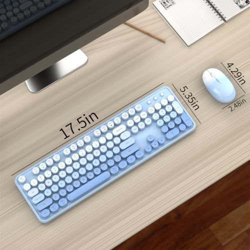 Colorful Wireless Computer Keyboard and Mouse, Blue Gradient