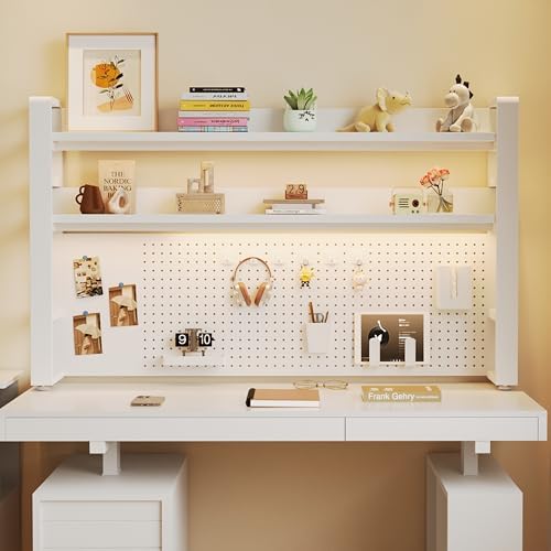 Desktop Hutch Bookshelf, 2-Tier Metal Desk Shelf for Top of Desk