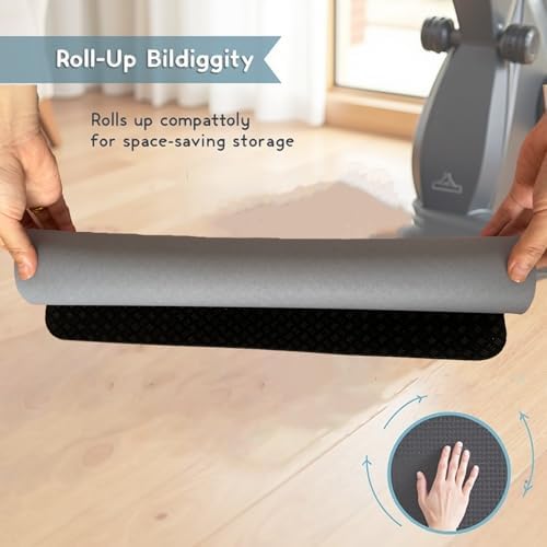 Elliptical Mat for Under Desk Elliptical Machine - Non-Slip Floor Mat for Ellipse Leg Exerciser, Legxercise Pro & Pedal Exerciser - Workout Mat for Home & Office Stability & Floor Protection grey