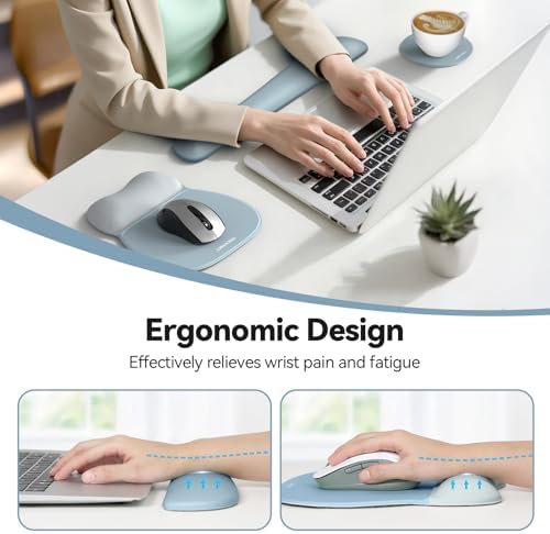 TECKNET Gel Ergonomic Mouse Pad & Keyboard Wrist Rest & Coaster