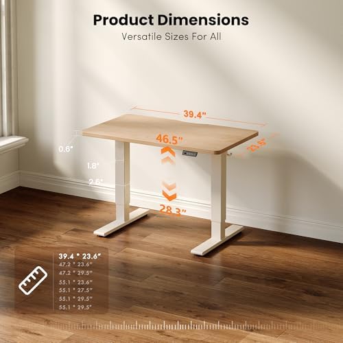 CubiCubi Electric Height Adjustable Standing Desk 40x24 Inch, Natural Oak