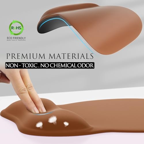 MROCO Ergonomic Mouse Pad with Gel Wrist Rest, 9.4 x 8.1 in, Coffee Brown
