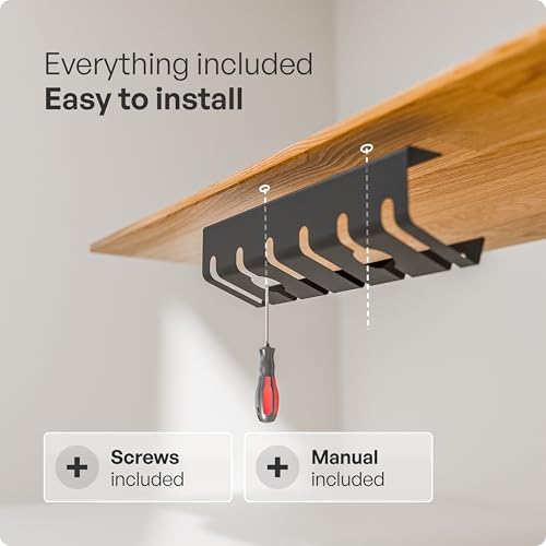 PAMO Cable Management Under Desk, Set of 3 - Black