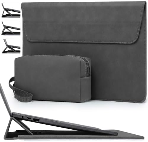 HYZUO 15 Inch Laptop Sleeve Case Bag with Adjustable Stand, Space Gray