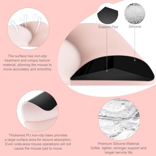 MOSISO Ergonomic Keyboard & Mouse Pad Wrist Rest Set, Baby Pink