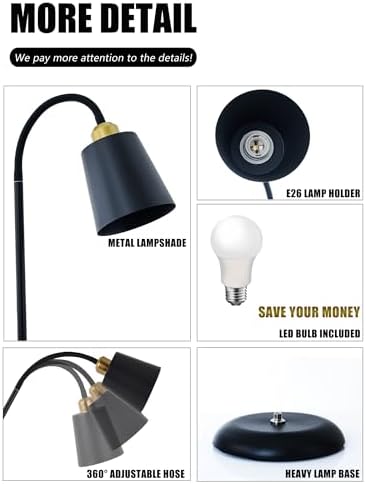 Floor Reading Lamp, Adjustable Height Bendable Short Standing Corner Lamps