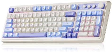AULA 99 Key Purple Keyboard, Wireless Gaming Keyboard with Number Pad