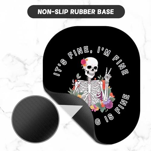 Small Mouse Pad, 6 x 7 Inch, Oval Mini Mouse Pad with Non-Slip Rubber Base for Laptop Wireless Mouse Keyboard Tray Mousepad, Funny Skeleton Man