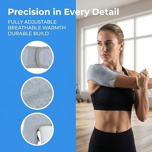YARNOW Shoulder Support Brace Adjustable Straps Fitness Wrap for Left or Right Shoulder Breathable Compression Sleeve for Sports Exercise Men and Women