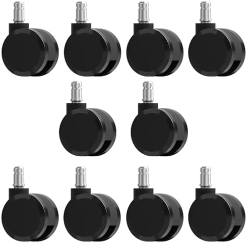 Office Chair Caster Wheels Replacement, 2.36"(60mm) Casters Replacement for Office Chair or Stool Wheel, Universal Size 11x22mm for Carpet and Hardwood Floors (Set of 10)