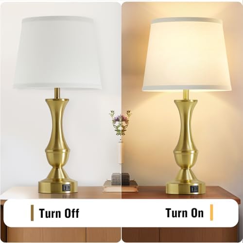 Luvkczc 22" Gold Table Lamps Set of 2 - Modern Luxury Bedside Lamps
