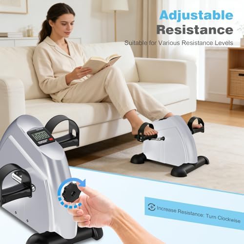 Mini Exercise Bike, Portable Under Desk Pedal Exerciser, Arm & Leg Trainer