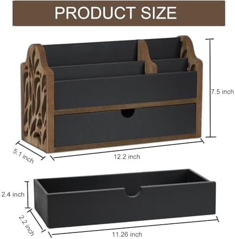 Desk Organizer with Drawer Wood File Office Mail Organizer Countertop