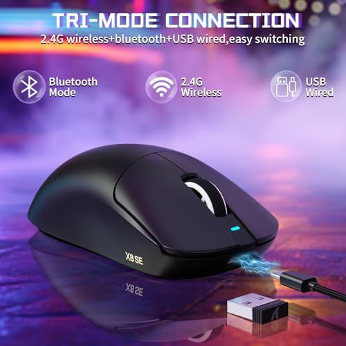 ATTACK SHARK X8 SE Tri-Mode Wireless Gaming Mouse Ergonomic 59g Lightweight