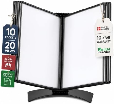 Tarifold Desktop Reference System, 10 Pockets with Easy-Load Design, Black
