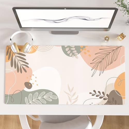 QIYI PU Leather Large Mouse Pad, Waterproof Desk Mat, 31.5" x 15.7", Boho