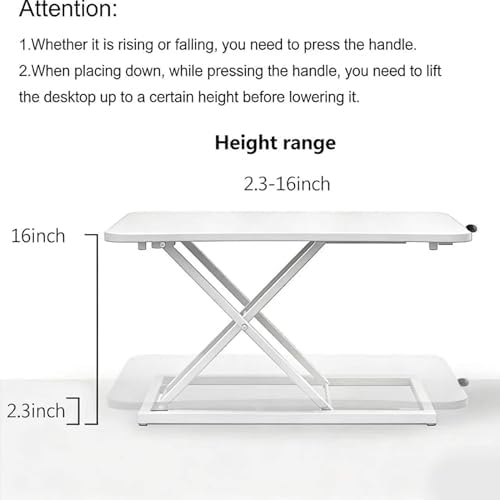 Adjustable Height Standing Desk Converter Keyboard Riser 23.6 Inch White