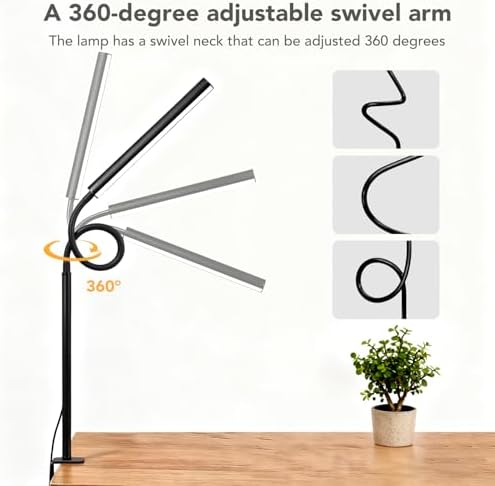 LED Desk Lamp with Clamp, 1200 Lumens Eye-Caring Desk Light for Home Office