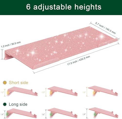 Computer Keyboard Stand for Desktop - 6-Level Height Adjustable Acrylic Keyboard Riser Non-Slip Ergonomic Key Board Tray Holder for Home School Office Desk Accessories, Sparkling Rose Gold
