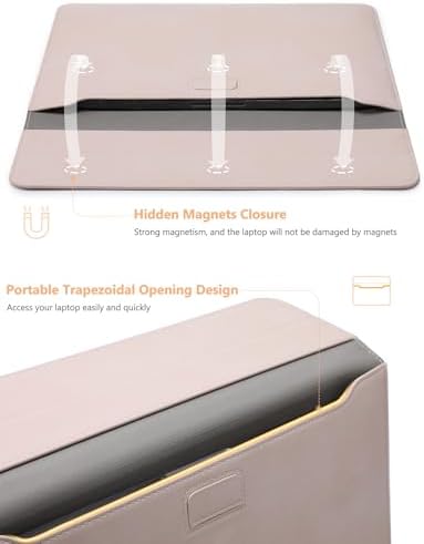 HYZUO 15 Inch Laptop Case Bag Sleeve with Stand for MacBook, Apricot