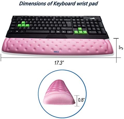 BRILA Memory Foam Mouse & Keyboard Wrist Rest Support Pad Cushion Set for Computer, Laptop, Office Work, PC Gaming - Massage Holes Design - Easy Typing Wrist Pain Relief (Pink Bundle)