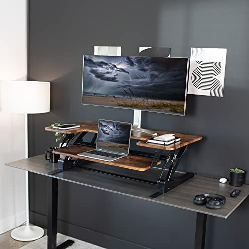 VIVO Rustic Vintage Brown 42 in Standing Desk Converter, DESK-V000VLN