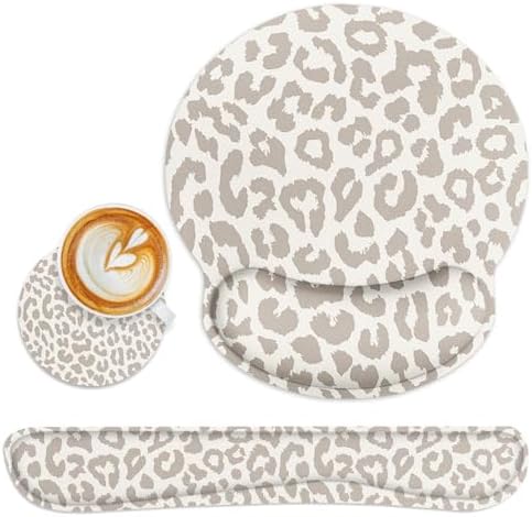 Britimes Ergonomic Mouse Pad Set with Wrist Rest, Leopard Animal