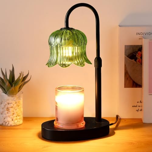 CRMILL Candle Warmer Lamp Electric Timer - House Gifts New Home Bedroom Decor Candle Lamps Green Candle Lights